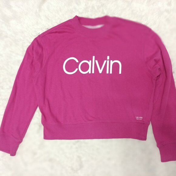 Calvin Klein Performance Women's Pink Logo Cropped Top Sweatshirt Size XL - Picture 2 of 8